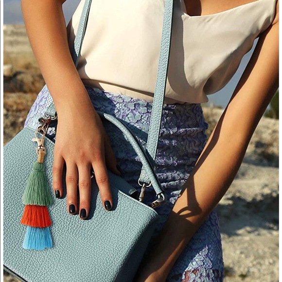 BOHO Tassel Charm/Keychain for Purse π Teal, Orange, Maroon - Picture 7 of 7